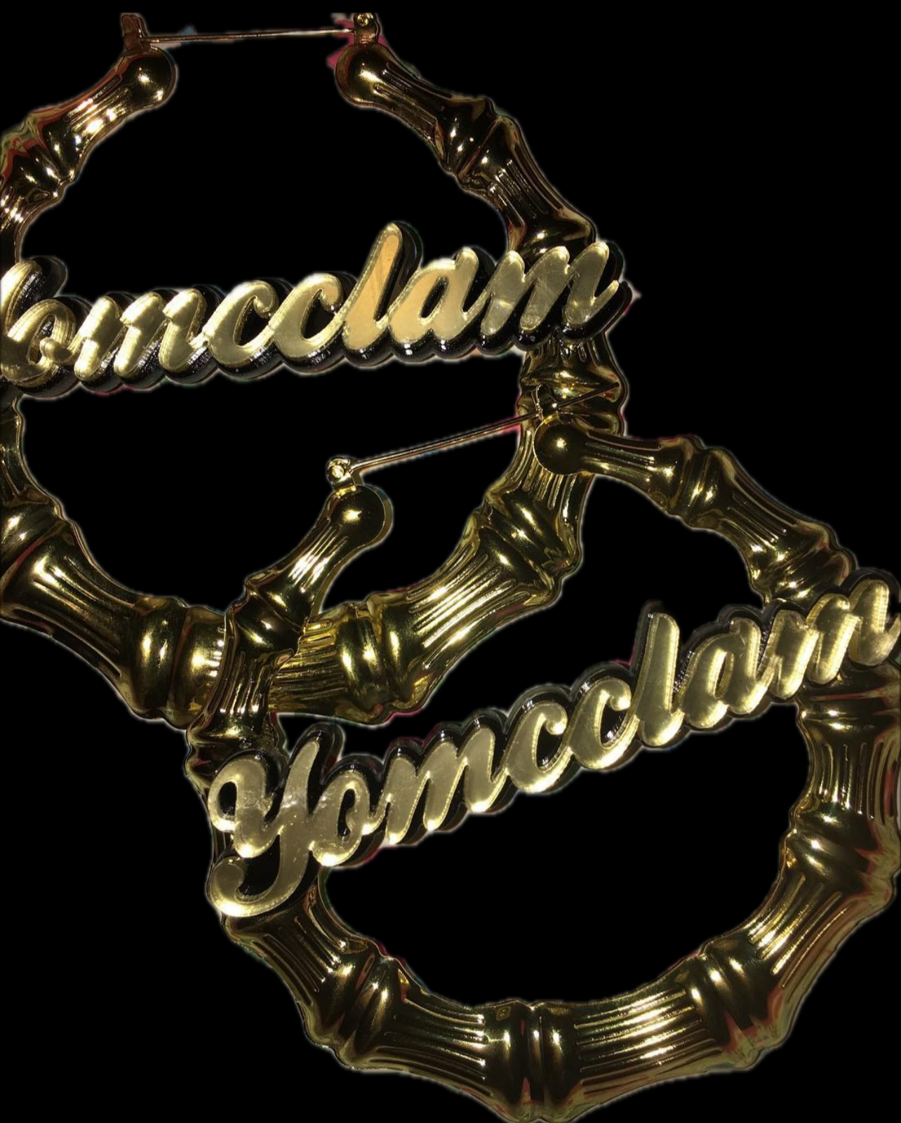 Custom Name Bamboo Hoop Earrings: Personalized Nameplate Earrings